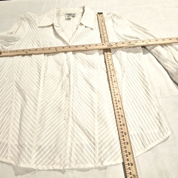 COLDWATER Creek button down fitted white shirt blouse sz L 1X - Picture 2 of 8